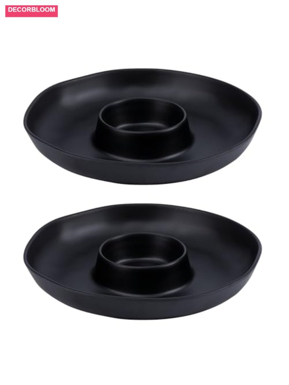 Divided Serving Tray Set Melamine Chip Dip Platter 13in Round